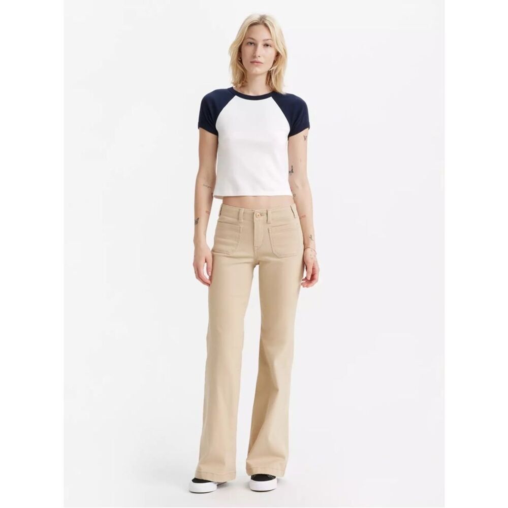 Levi's Super Low Flare Pants in Neutral Tan Size 33 x 32